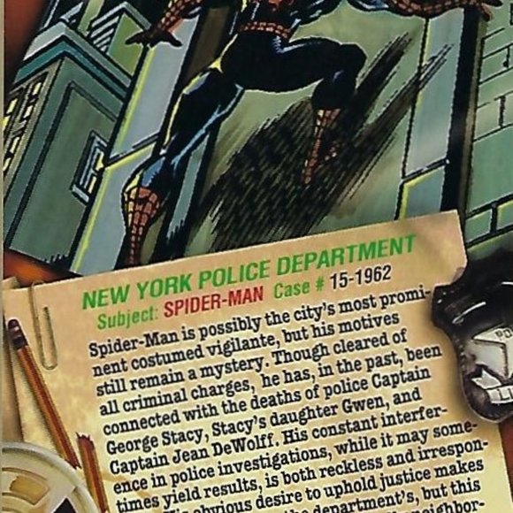 1994 Fleer - The Amazing Spider-Man - Spider-Man N.Y.P.D. Files #89 - Picture 2 of 3